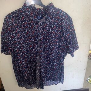 George Men's Navy Floral Button Down Shirt